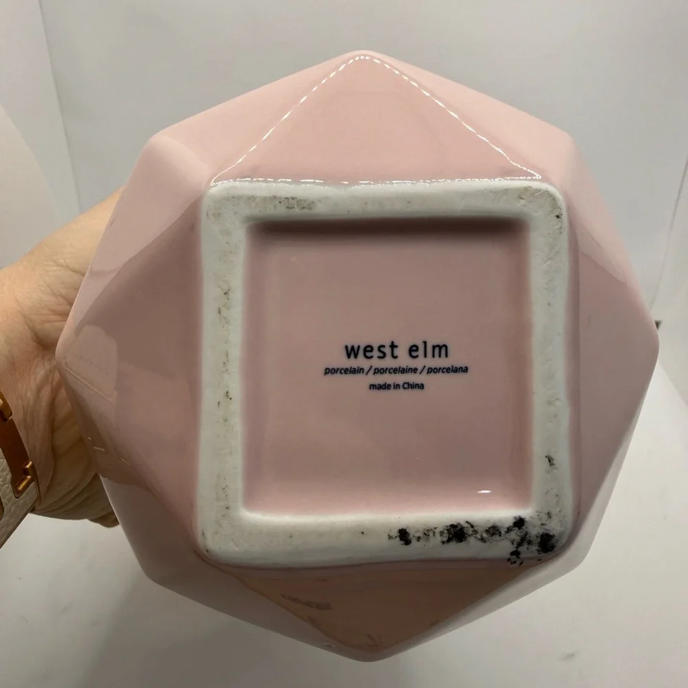 mauve pink art deco style ceramic West Elm vase